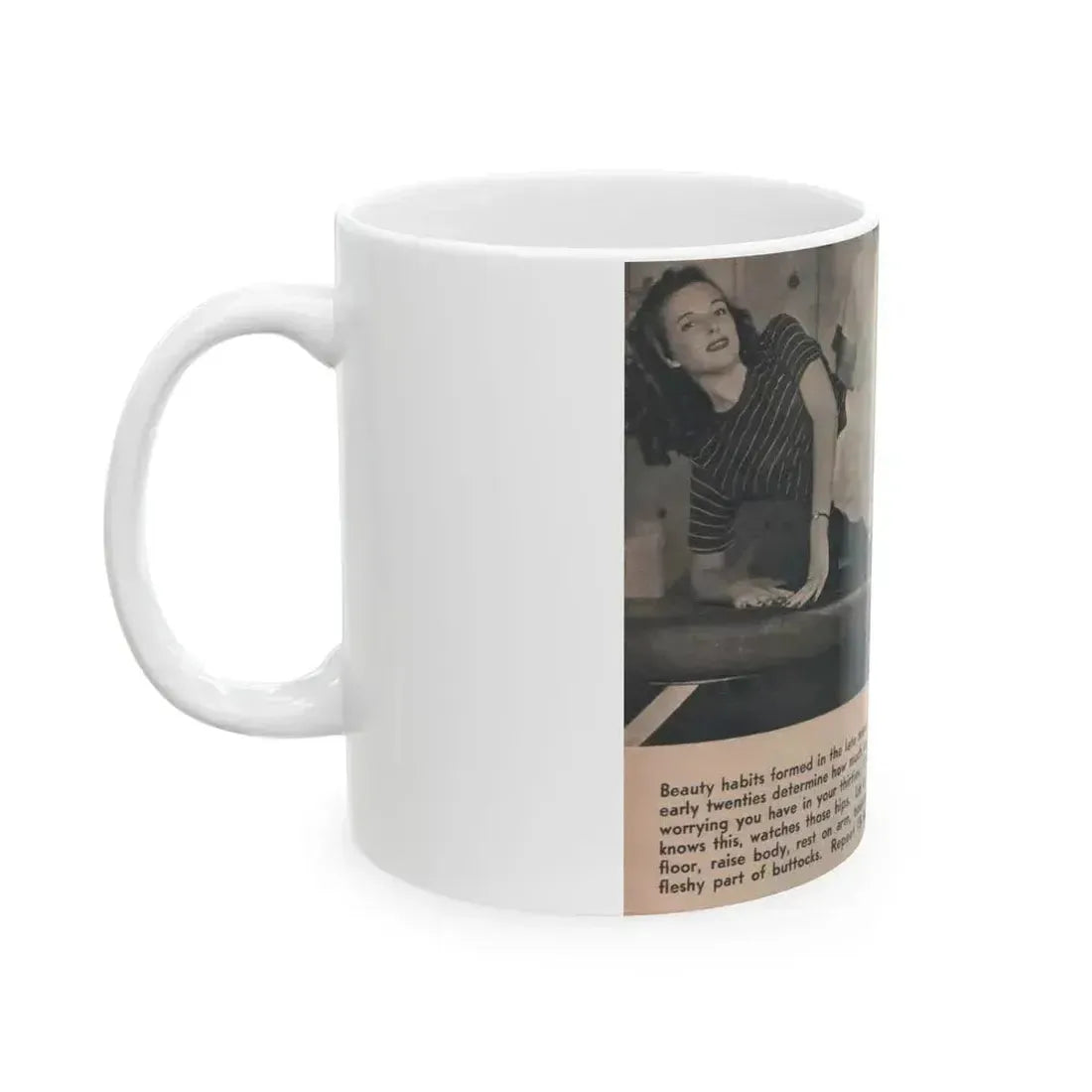 Cathy Downs #51 - Magazine Page Photo & Short Paragraphs (Vintage Female Icon) White Coffee Mug - Go Mug Yourself