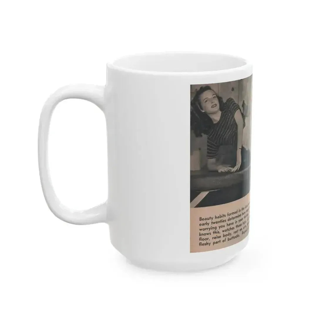 Cathy Downs #51 - Magazine Page Photo & Short Paragraphs (Vintage Female Icon) White Coffee Mug - Go Mug Yourself
