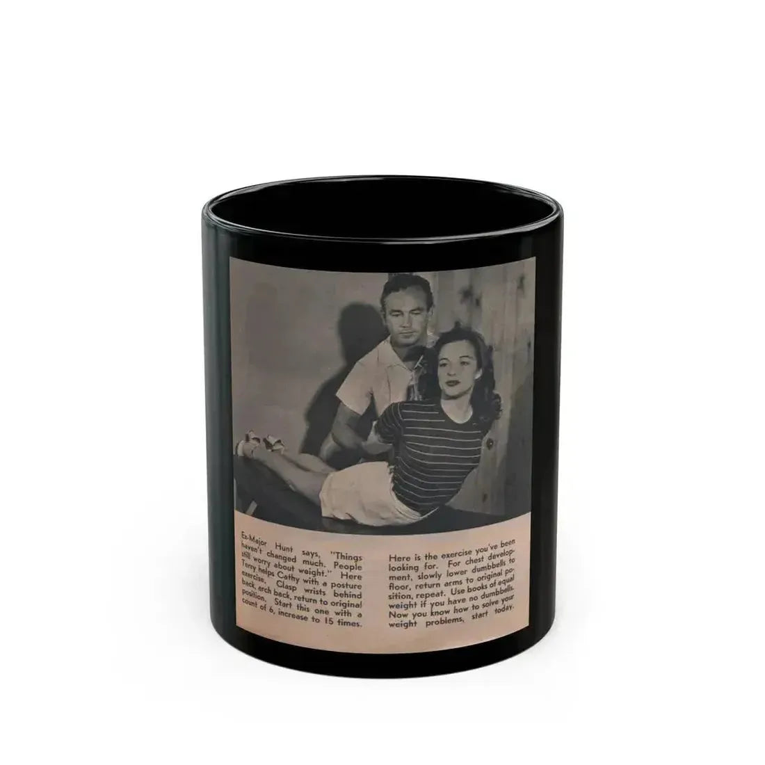 Cathy Downs #52 - Magazine Page Photo & Short Paragraphs (Vintage Female Icon) Black Coffee Mug 11oz - Go Mug Yourself