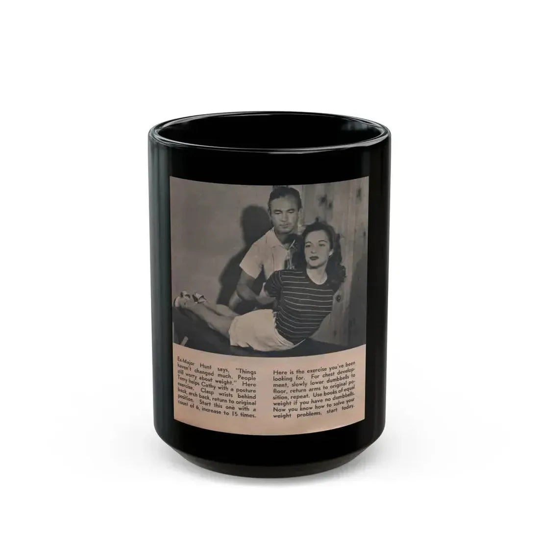Cathy Downs #52 - Magazine Page Photo & Short Paragraphs (Vintage Female Icon) Black Coffee Mug 15oz - Go Mug Yourself