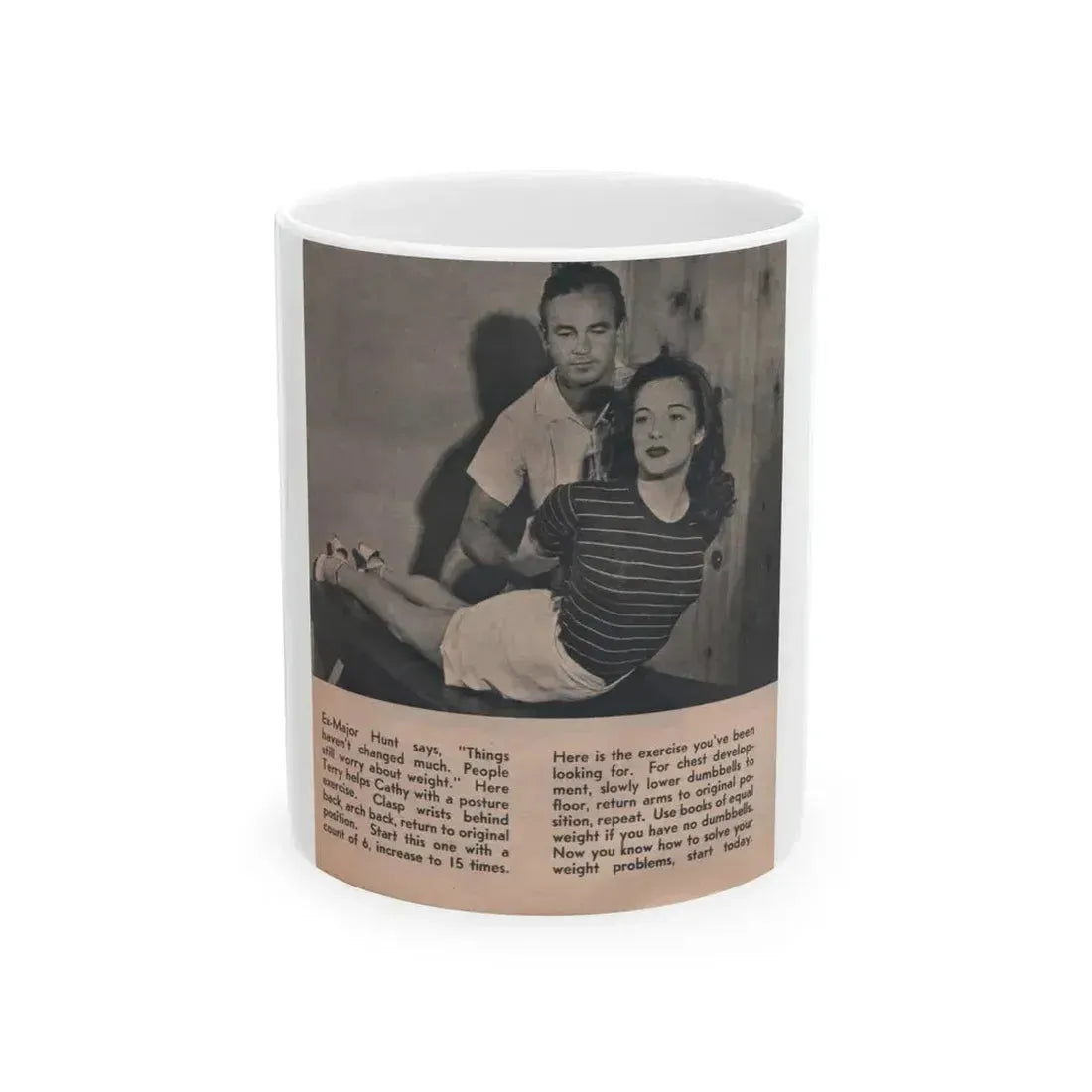 Cathy Downs #52 - Magazine Page Photo & Short Paragraphs (Vintage Female Icon) White Coffee Mug 11oz - Go Mug Yourself
