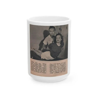 Cathy Downs #52 - Magazine Page Photo & Short Paragraphs (Vintage Female Icon) White Coffee Mug 15oz - Go Mug Yourself