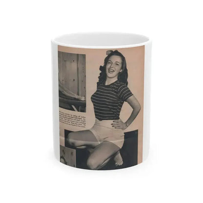 Cathy Downs #53 - Magazine Page Photo & 1 Short Paragraph (Vintage Female Icon) White Coffee Mug 11oz - Go Mug Yourself