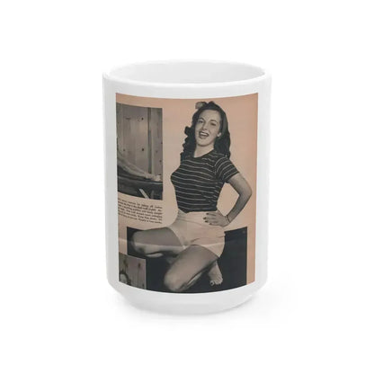Cathy Downs #53 - Magazine Page Photo & 1 Short Paragraph (Vintage Female Icon) White Coffee Mug 15oz - Go Mug Yourself