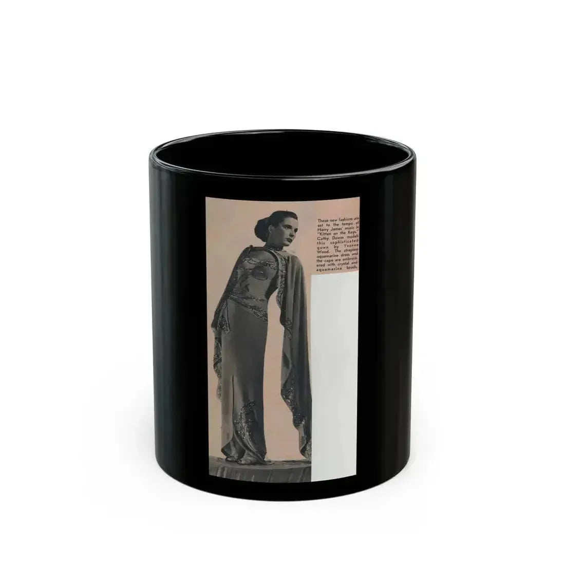 Cathy Downs #58 - Magazine Page Photo Clipping Circa 1946 (Vintage Female Icon) Black Coffee Mug 11oz - Go Mug Yourself