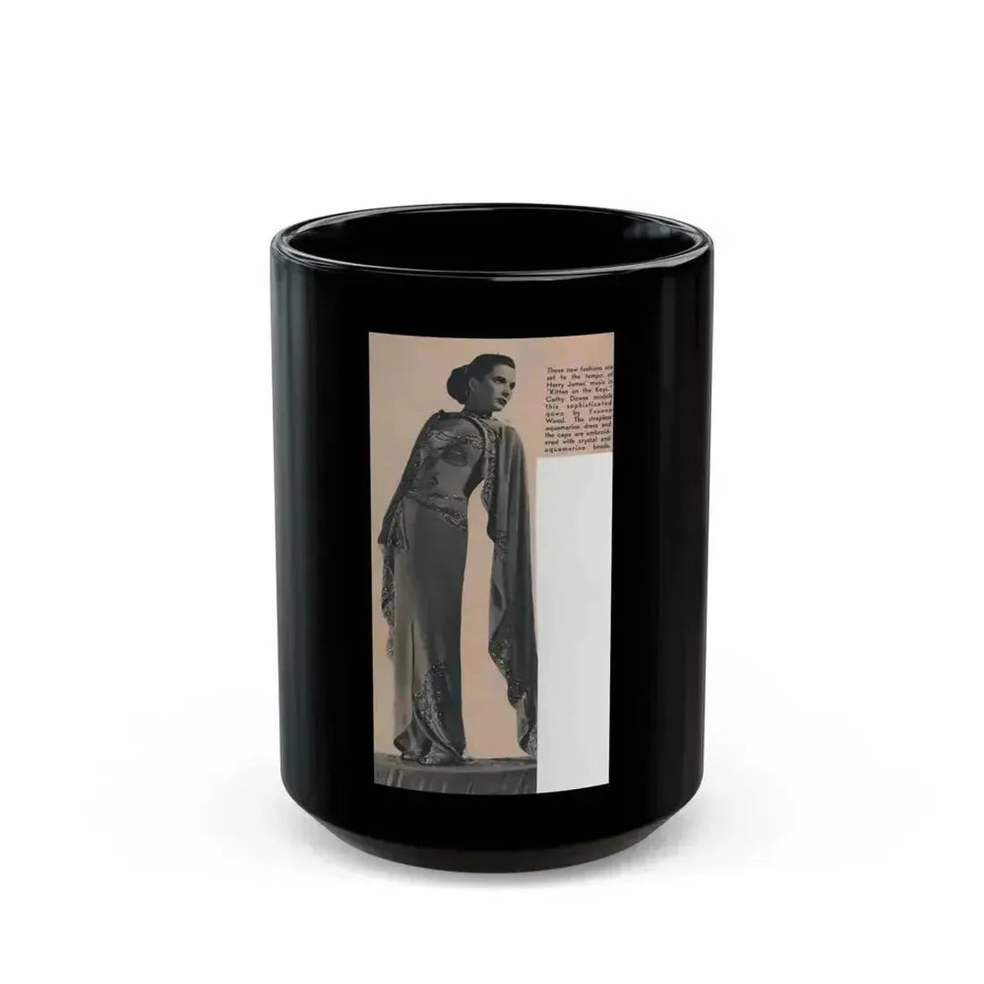 Cathy Downs #58 - Magazine Page Photo Clipping Circa 1946 (Vintage Female Icon) Black Coffee Mug 15oz - Go Mug Yourself