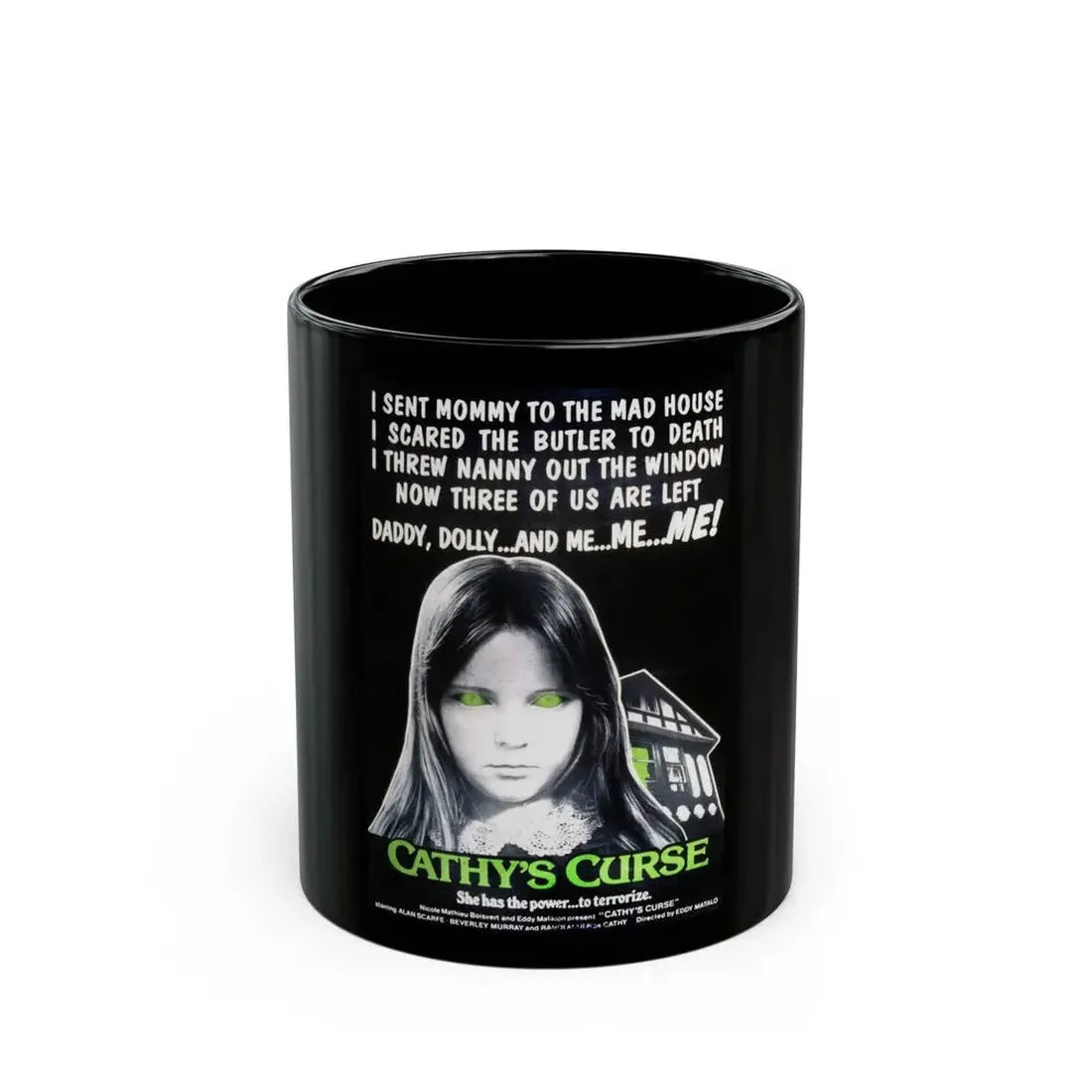 CATHY'S CURSE 1977 Movie Poster - Black Coffee Mug 11oz - Go Mug Yourself