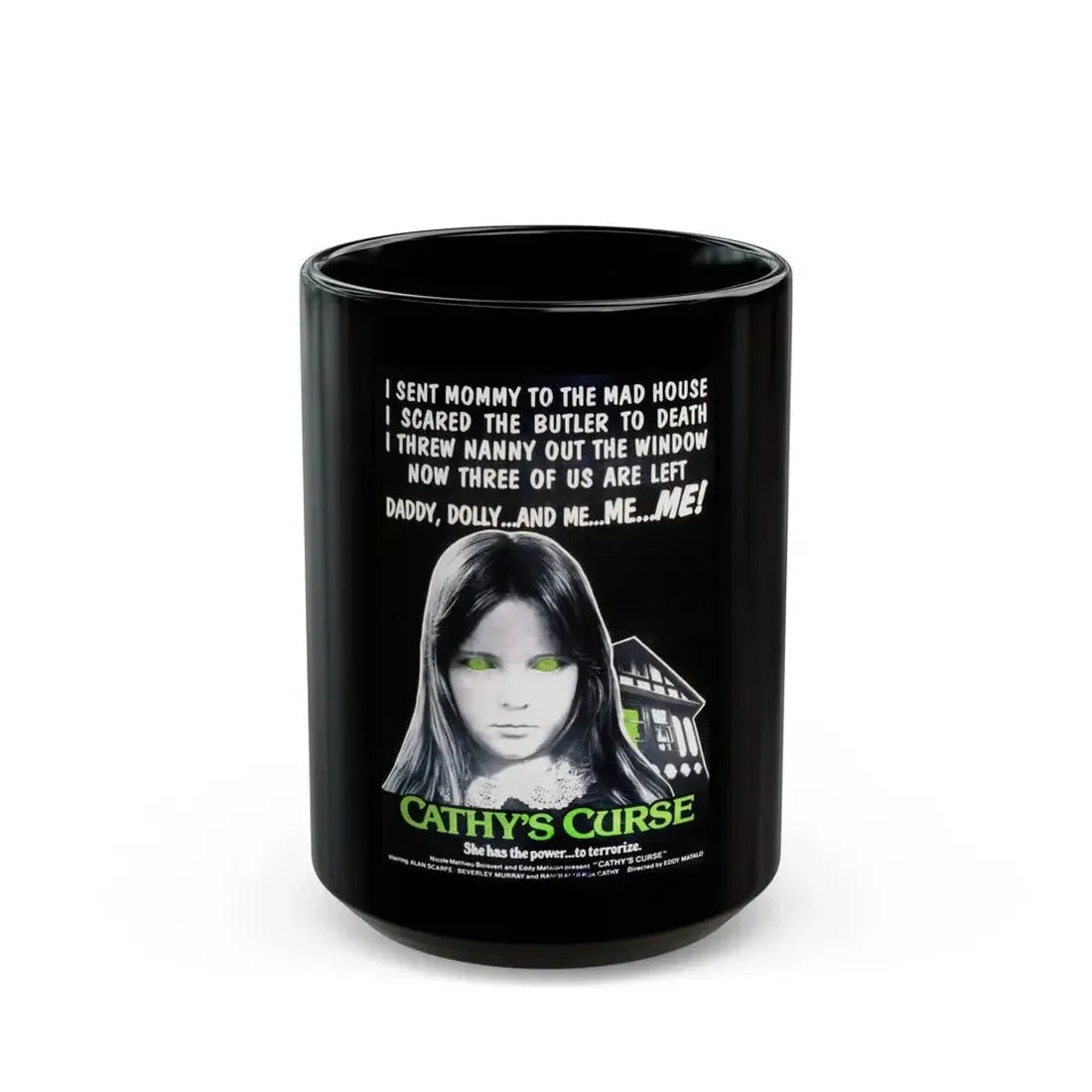 CATHY'S CURSE 1977 Movie Poster - Black Coffee Mug 15oz - Go Mug Yourself