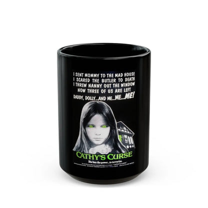 CATHY'S CURSE 1977 Movie Poster - Black Coffee Mug-15oz-Go Mug Yourself