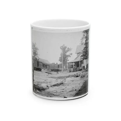 Catlett's Station, Va. The Station With U.S. Military Railroad Boxcars And Soldiers (U.S. Civil War) White Coffee Mug 11oz - Go Mug Yourself