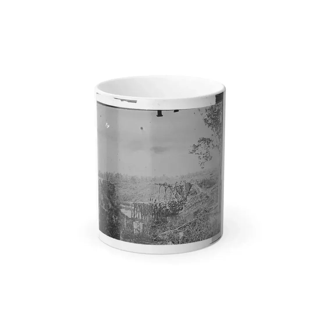 Catlett's Station, Va., Vicinity. Federal Soldiers Rebuilding the Orange & Alexandria Railroad Bridge Over Cedar Run (U.S. Civil War) Color Changing Coffee Mug 11oz Default Title 11oz - Go Mug Yourself