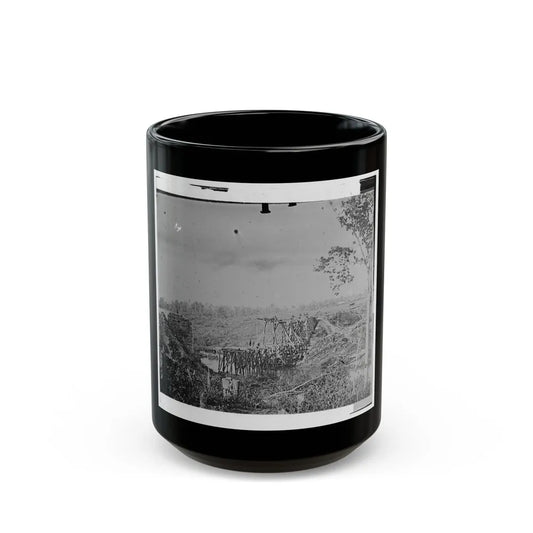 Catlett's Station, Va., Vicinity. Federal Soldiers Rebuilding The Orange & Alexandria Railroad Bridge Over Cedar Run (U.S. Civil War) Black Coffee Mug-15oz-Go Mug Yourself