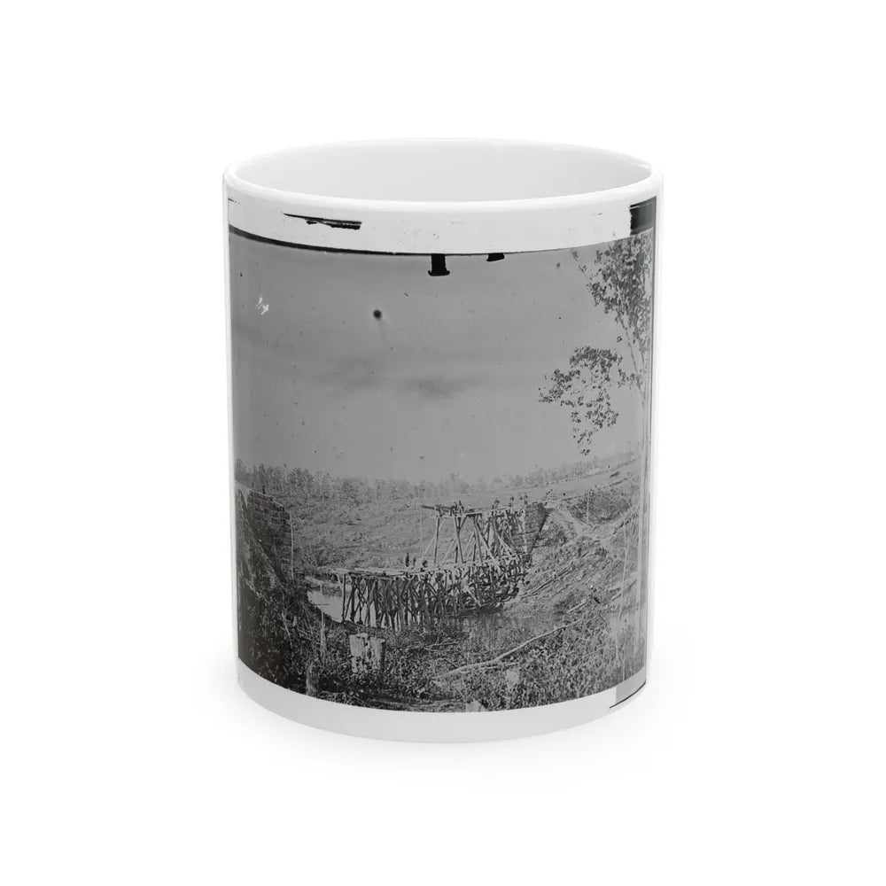 Catlett's Station, Va., Vicinity. Federal Soldiers Rebuilding The Orange & Alexandria Railroad Bridge Over Cedar Run (U.S. Civil War) White Coffee Mug-11oz-Go Mug Yourself