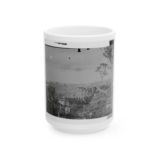 Catlett's Station, Va., Vicinity. Federal Soldiers Rebuilding The Orange & Alexandria Railroad Bridge Over Cedar Run (U.S. Civil War) White Coffee Mug-15oz-Go Mug Yourself