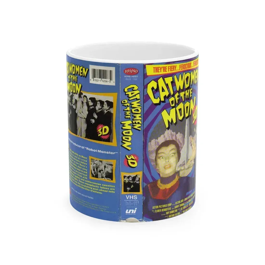 CATWOMEN OF THE MOON 3D (VHS COVER) - White Coffee Mug 11oz - Go Mug Yourself