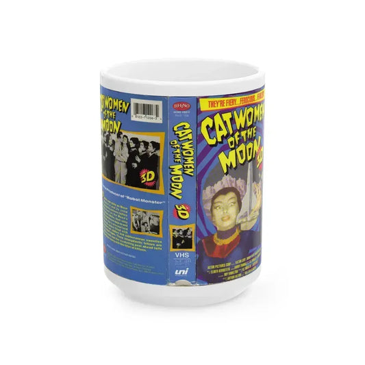 CATWOMEN OF THE MOON 3D (VHS COVER) - White Coffee Mug 15oz - Go Mug Yourself