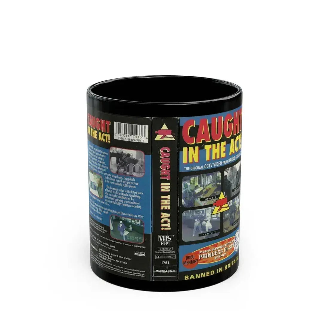 CAUGHT IN THE ACT (VHS COVER) - Black Coffee Mug 11oz - Go Mug Yourself