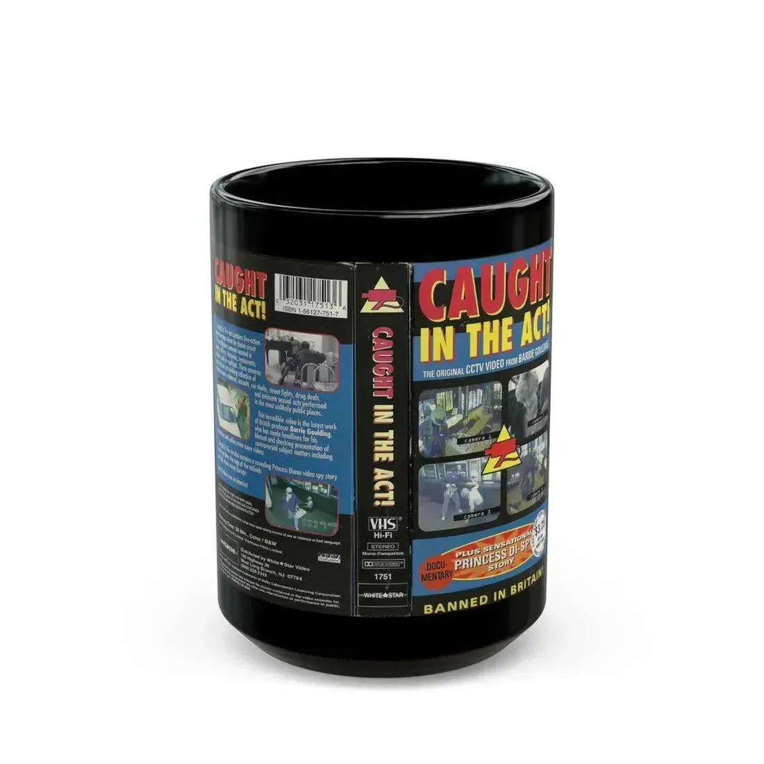 CAUGHT IN THE ACT (VHS COVER) - Black Coffee Mug 15oz - Go Mug Yourself