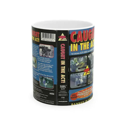 CAUGHT IN THE ACT (VHS COVER) - White Coffee Mug 11oz - Go Mug Yourself