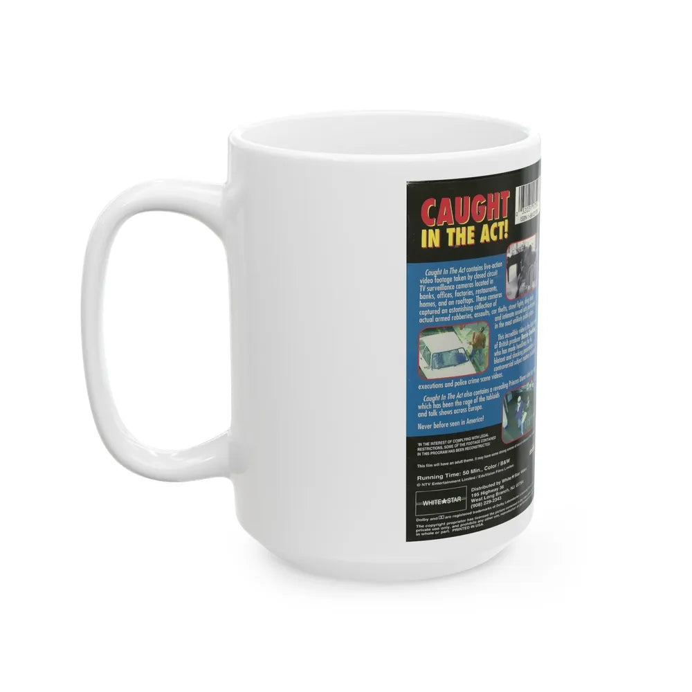 CAUGHT IN THE ACT (VHS COVER) - White Coffee Mug-Go Mug Yourself