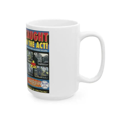 CAUGHT IN THE ACT (VHS COVER) - White Coffee Mug - Go Mug Yourself