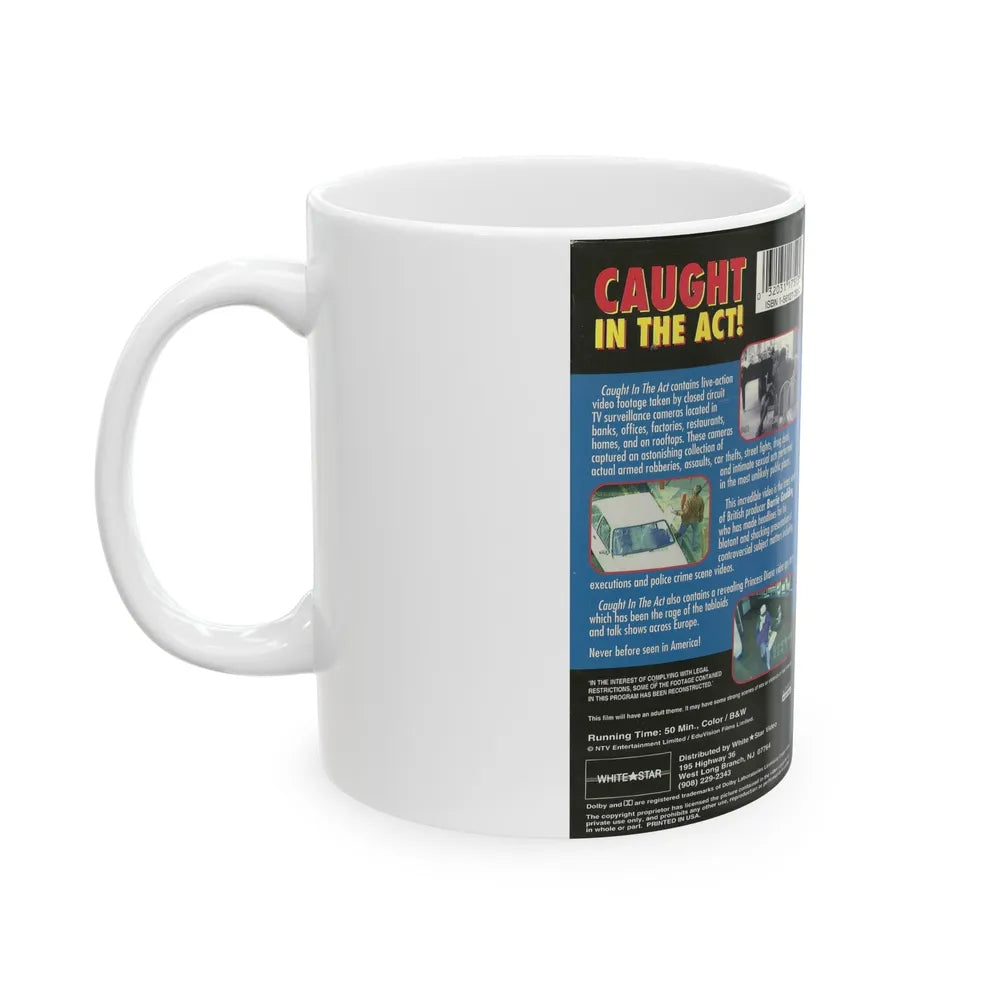 CAUGHT IN THE ACT (VHS COVER) - White Coffee Mug-Go Mug Yourself