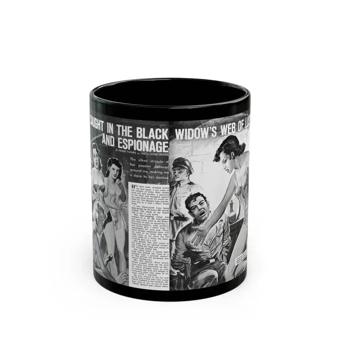 Caught In The Black Widow's Web Of Lust And Espionage, World of Men, December 1963 - Black Coffee Mug 11oz - Go Mug Yourself