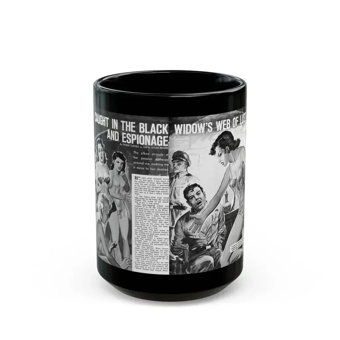 Caught In The Black Widow's Web Of Lust And Espionage, World of Men, December 1963 - Black Coffee Mug 15oz - Go Mug Yourself