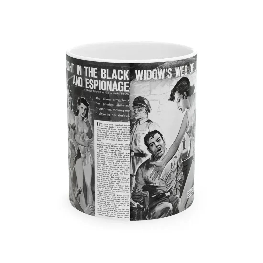 Caught In The Black Widow's Web Of Lust And Espionage, World of Men, December 1963 - White Coffee Mug 11oz - Go Mug Yourself