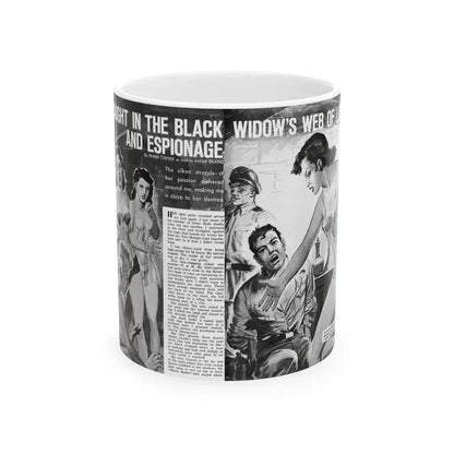 Caught In The Black Widow's Web Of Lust And Espionage, World of Men, December 1963 - White Coffee Mug 11oz - Go Mug Yourself