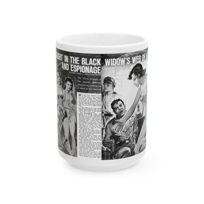 Caught In The Black Widow's Web Of Lust And Espionage, World of Men, December 1963 - White Coffee Mug 15oz - Go Mug Yourself
