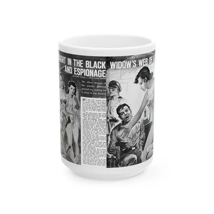 Caught In The Black Widow's Web Of Lust And Espionage, World of Men, December 1963 - White Coffee Mug 15oz - Go Mug Yourself