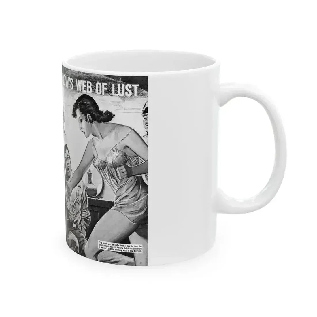 Caught In The Black Widow's Web Of Lust And Espionage, World of Men, December 1963 - White Coffee Mug - Go Mug Yourself