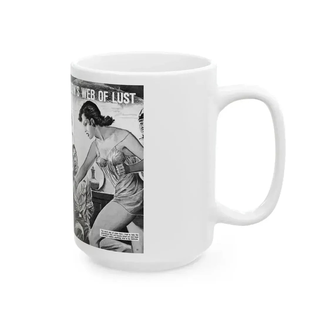 Caught In The Black Widow's Web Of Lust And Espionage, World of Men, December 1963 - White Coffee Mug - Go Mug Yourself