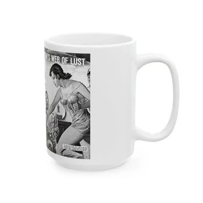 Caught In The Black Widow's Web Of Lust And Espionage, World of Men, December 1963 - White Coffee Mug - Go Mug Yourself