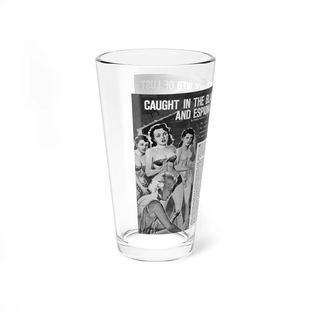 Caught In The Black Widow's Web Of Lust And Espionage, World of Men, December 1963 (Magazine Illustration) Pint Glass 16oz-Go Mug Yourself