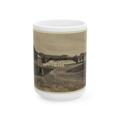 Cavalry Depot At Giesboro, Md. Soldier Facing Man And Girl With People In Horse-Drawn Carriage In Foreground (U.S. Civil War) White Coffee Mug 15oz - Go Mug Yourself