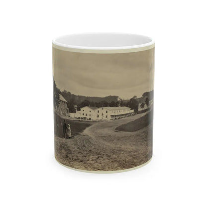 Cavalry Depot At Giesboro, Md. Soldier Facing Man And Girl With People In Horse-Drawn Carriage In Foreground (U.S. Civil War) White Coffee Mug-11oz-Go Mug Yourself