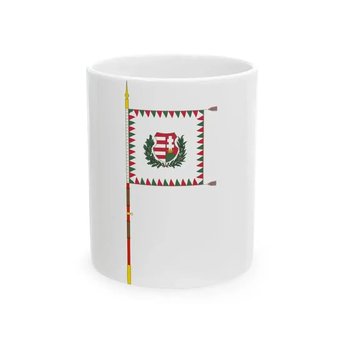 Cavalry Standard of the Hungarian Defence Forces 1949 with staff (Hungary) White Coffee Mug 11oz - Go Mug Yourself