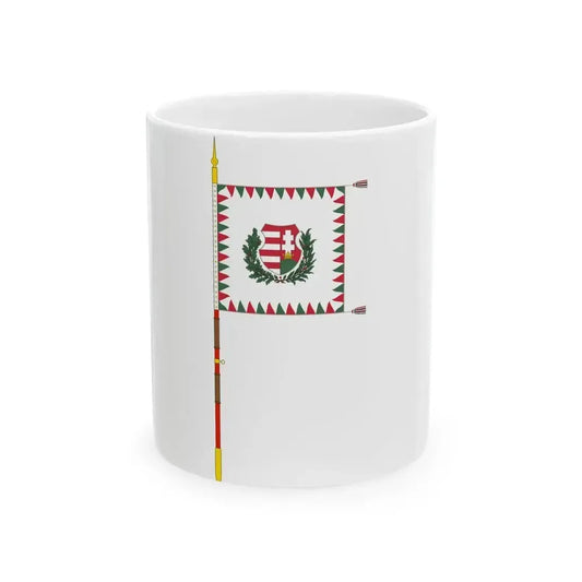 Cavalry Standard of the Hungarian Defence Forces 1949 with staff (Hungary) White Coffee Mug 11oz - Go Mug Yourself