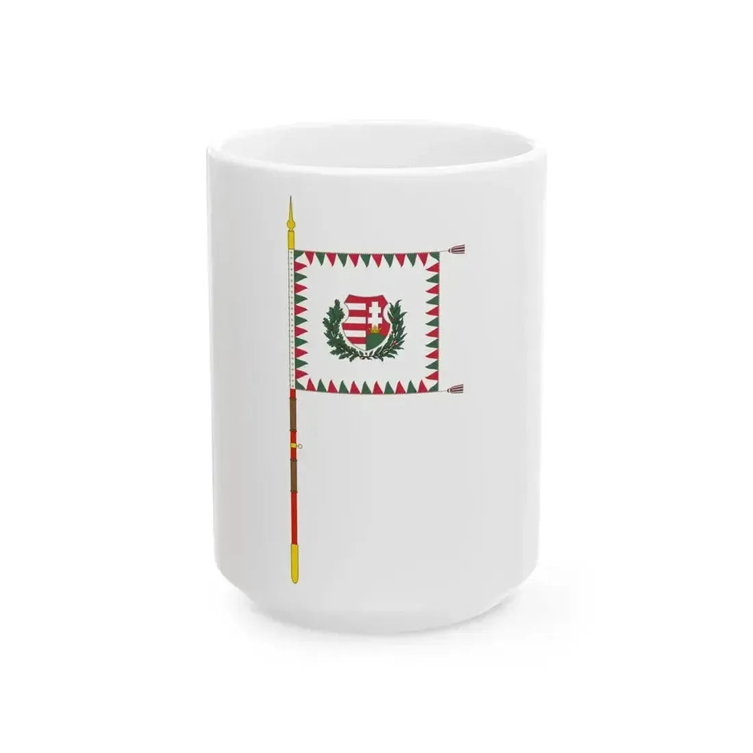 Cavalry Standard of the Hungarian Defence Forces 1949 with staff (Hungary) White Coffee Mug 15oz - Go Mug Yourself
