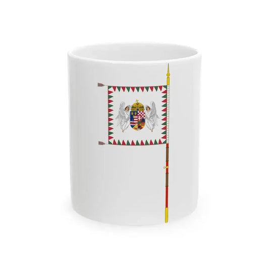Cavalry Standard of the Royal Hungarian Defence Forces 1939-1945 reverse with staff (Hungary) White Coffee Mug 11oz - Go Mug Yourself