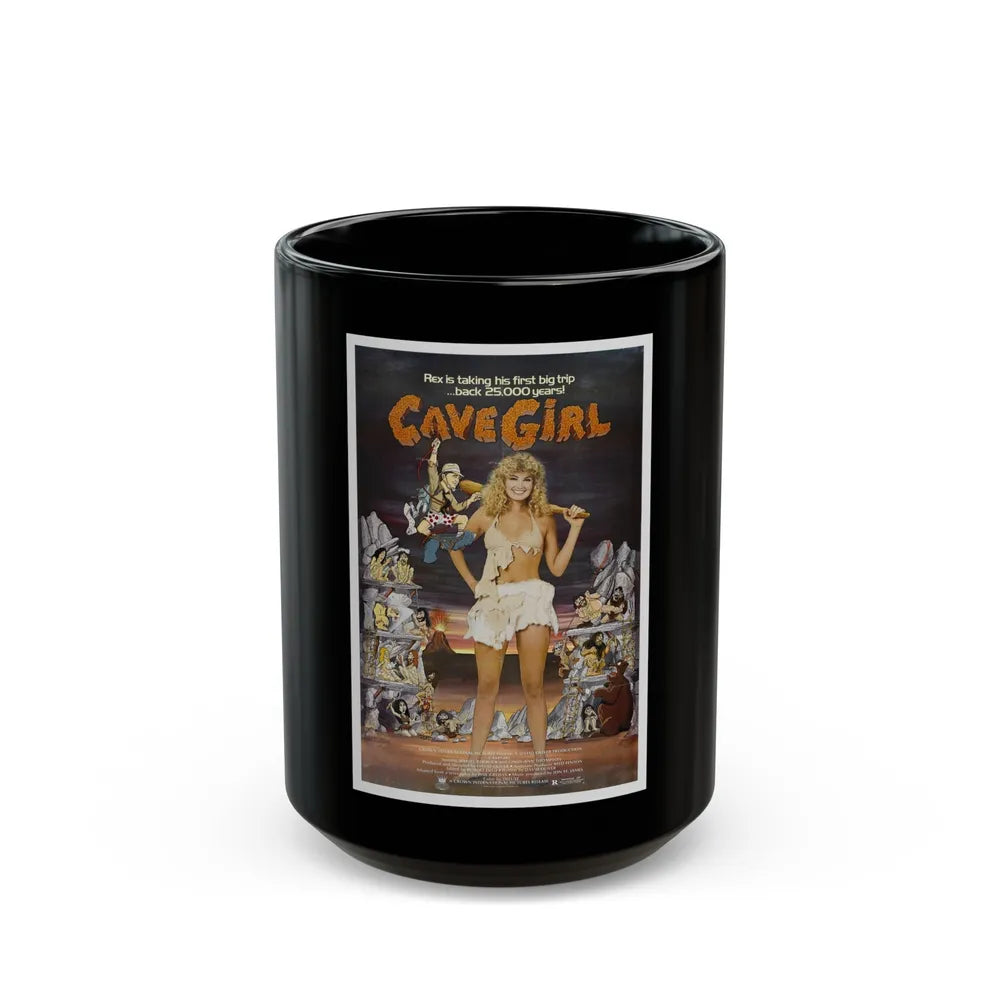 CAVEGIRL 1985 Movie Poster - Black Coffee Mug-15oz-Go Mug Yourself