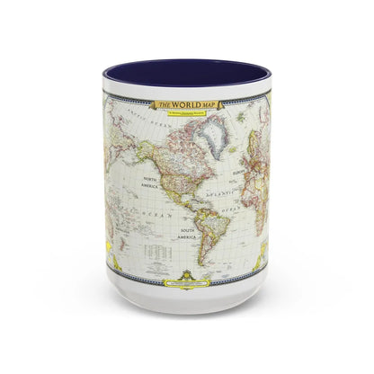 World Map (1951) (Map) Accent Coffee Mug-15oz-Navy-Go Mug Yourself