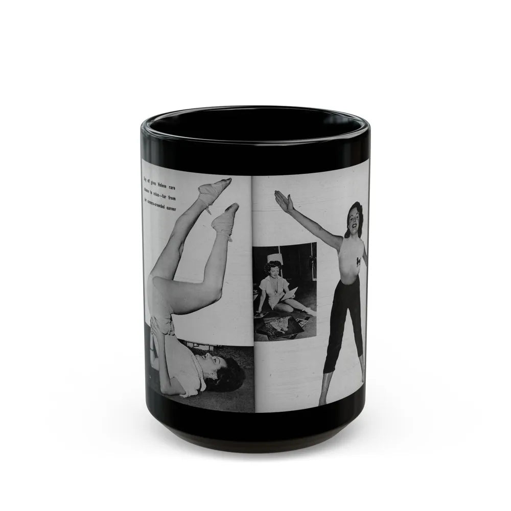 Helene Hayden #09 - 2 Pages, 3 B&W Photos & Caption from EYE Digest Mag. Nov. '53 (Vintage Female Icon) Black Coffee Mug-15oz-Go Mug Yourself