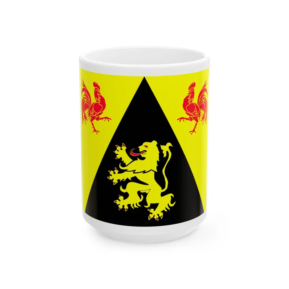 Flag of Walloon Brabant Belgium - White Coffee Mug-15oz-Go Mug Yourself