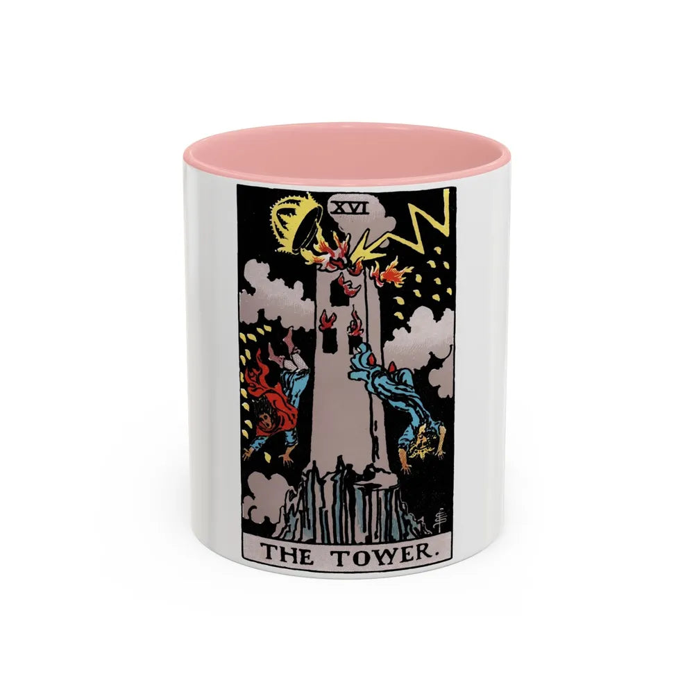 The Tower (Tarot Card) Accent Coffee Mug-11oz-Pink-Go Mug Yourself