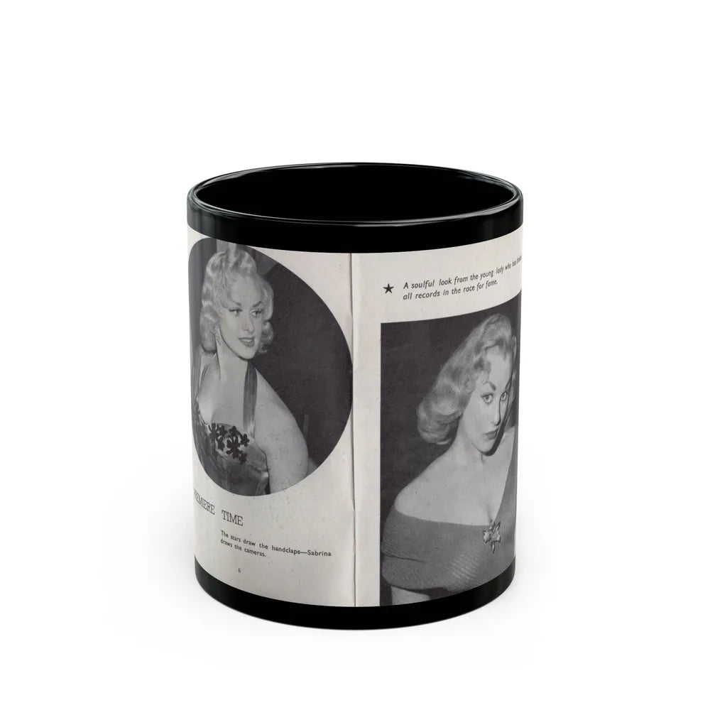 Norma Sykes #138 - 66 PHOTOGRAPHS OF Sabrina U.K. Pocket Mag. Pages 6 & 7 (Vintage Female Icon) Black Coffee Mug-11oz-Go Mug Yourself