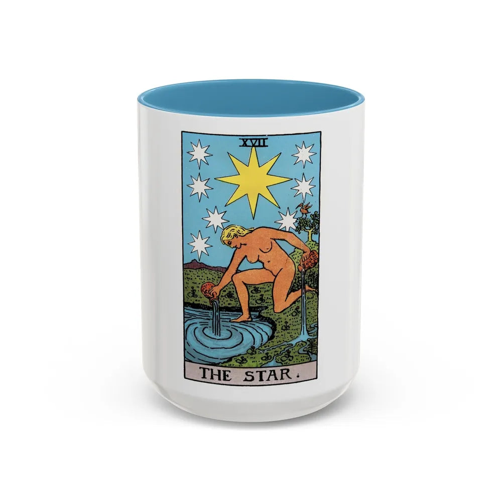 The Star (Tarot Card) Accent Coffee Mug-15oz-Light Blue-Go Mug Yourself