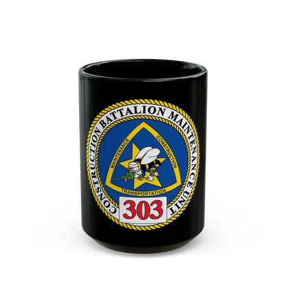 CBMU 303 (U.S. Navy) Black Coffee Mug-15oz-Go Mug Yourself